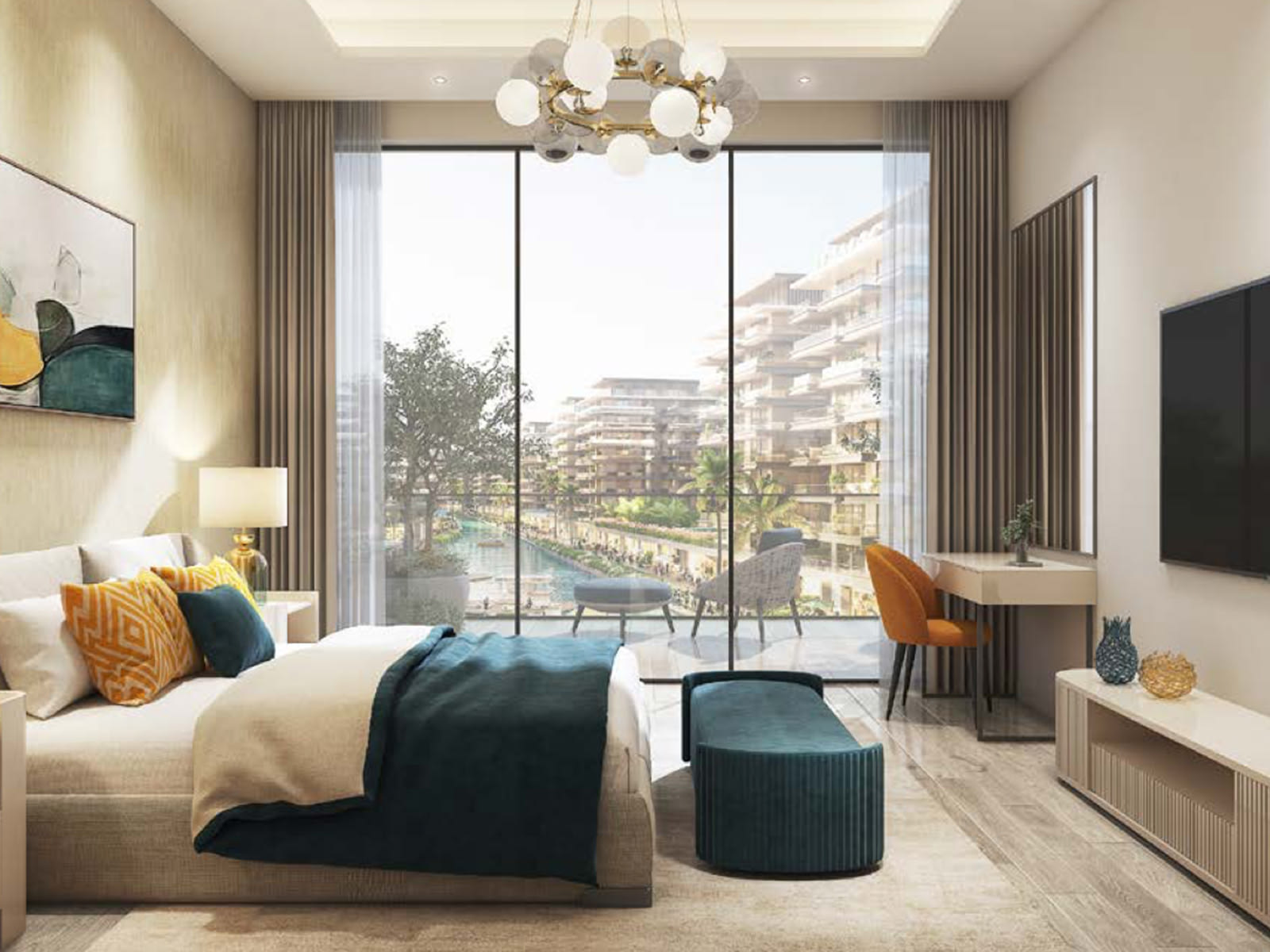 Living space in a 1 bedroom apartment at Riverside Views